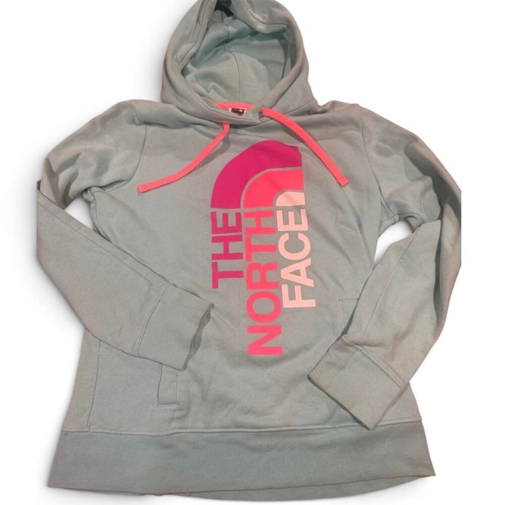 The North Face Women’s Medium Teal Blue & Pink Logo Pullover Hoodie